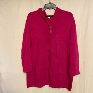 St. John Sport Essentials by Marie Gray knit Hooded Full zip Sweater Size L Pink